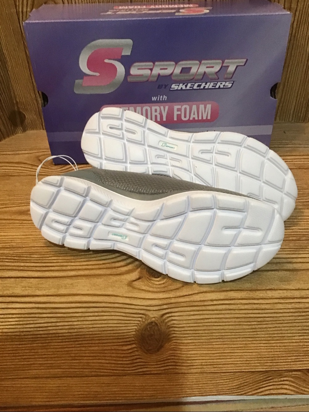 NWT Skechers Gray & Teal Women's Slip-On Memory Foam Sneakers - Picture 3 of 5